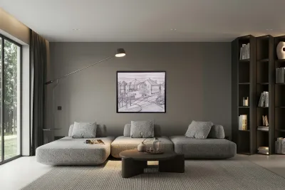 Nermeen Malty   - Exterior Perspective drawing  pencil  11 x14 Reproduction