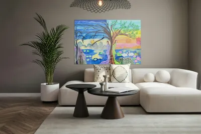 Aishwarya Vachan Shaha   - Emotional Landscape  Acrylic  27x40 Reproduction