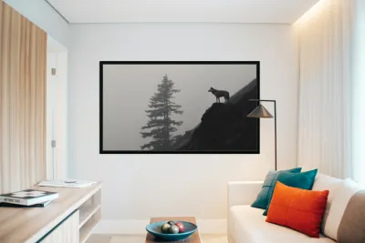 Misty Morning Lookout - Monochrome Landscape Art Prints Reproduction