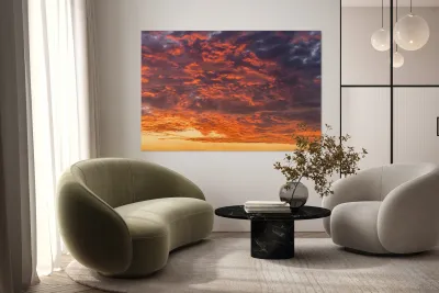 Dramatic sunset seen in the sky above Georgetown Texas community Reproduction