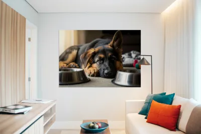 Drowsy German Shepherd Puppy Resting After Eating Reproduction