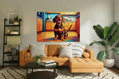 Happy Dachshund Puppy After Getting Delicious Treat Reproduction