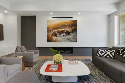 Bulldog Puppy Naps In Sandy Bed Reproduction