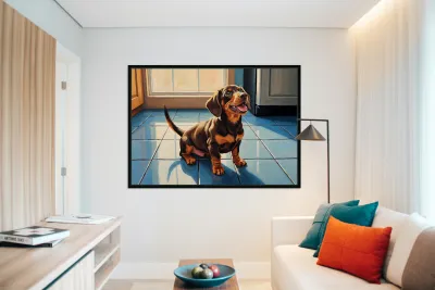 Dachshund Puppy Waiting For Special Treat Reproduction