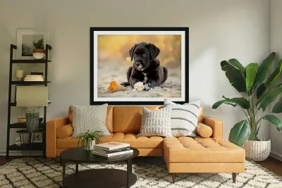 Happy Cane Corso Puppy Cleans Up After Ice Cream Adventure Reproduction