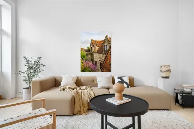 Digital oil painting of Yarmouth Castle building with red tiled  Reproduction