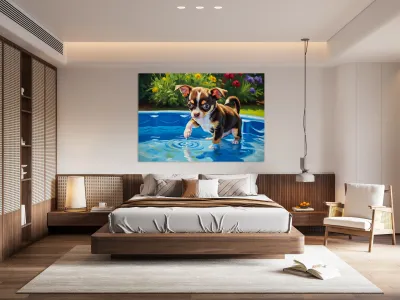 Chihuahua Puppy Discovers The Pool Reproduction