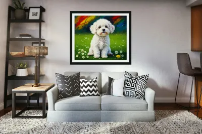 Sleepy Bichon Frise Puppy Resting Peacefully Reproduction