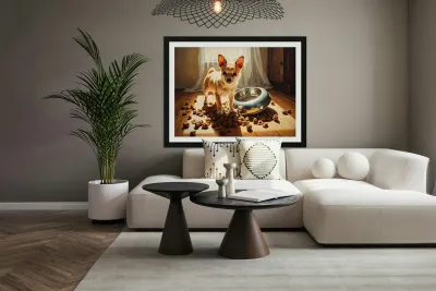 Guilty Chihuahua Puppy After Food Mess Reproduction