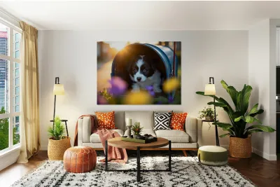 Border Collie Puppy Discovers Perfect Hiding Spot Reproduction