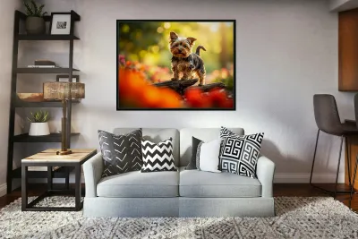 Yorkshire Terrier Puppy Naps After Stick Adventure Reproduction