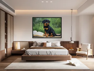 Determined Rottweiler Puppy Ready To Resume Reading Reproduction