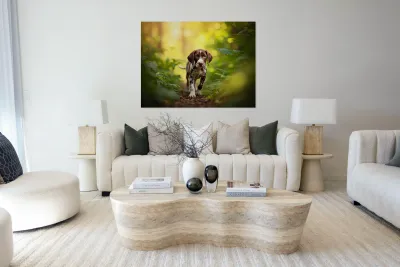 German Shorthaired Pointer Puppy Explores Forest Trail Reproduction