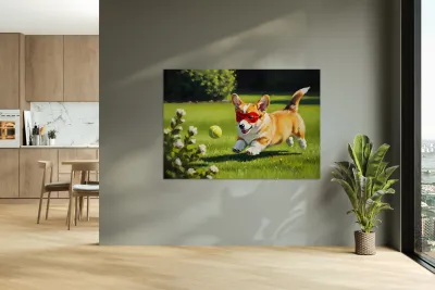 Sleepy Super Corgi Rests After Hero Adventures Reproduction