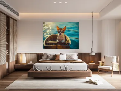 Chihuahua Puppy At Lake With Aviator Goggles Reproduction