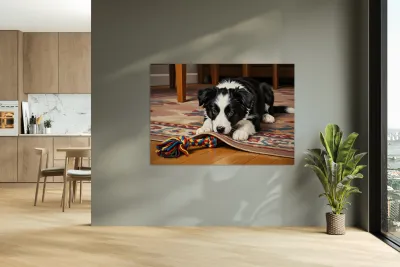 Border Collie Puppy Discovers Perfect Hiding Spot Reproduction