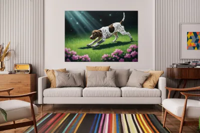 German Shorthaired Pointer Puppy Discovers Night Shadows Reproduction