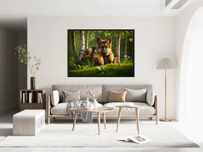 Curious Puppy King Spots Something Interesting Reproduction