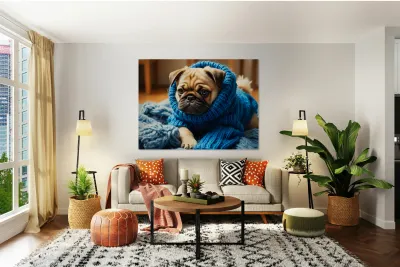 Pug Puppys Sleeve Adventure Begins Reproduction