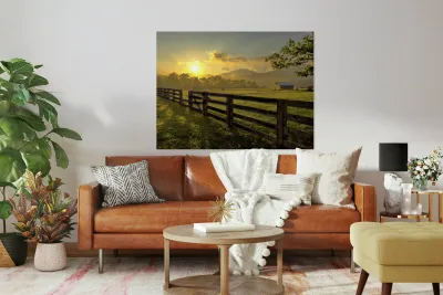 Sunrise Over The Farm Reproduction