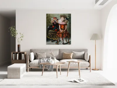 Margo Selski  - Babette s Emotional SupportPet - Oil Painting - 24 X 18 Reproduction