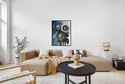 Gilded Sunflower Filigree – Ornate Floral Art Print Reproduction