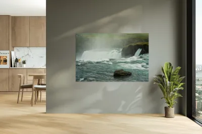 Godafoss or Waterfall of the Gods near Akureyri in Northern Ice Reproduction