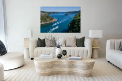 Turbulent water of Deception Pass in the Whidbey Island state pa Reproduction