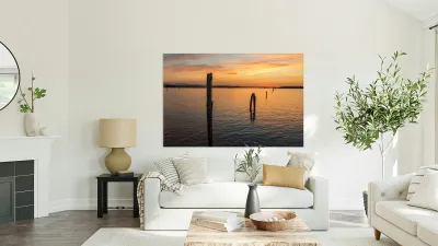 Dramatic sunset clouds over Possession Sound Everett in Washingt Reproduction