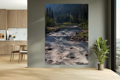 View from Tumwater Canyon pipeline bridge over Wenatchee River Reproduction