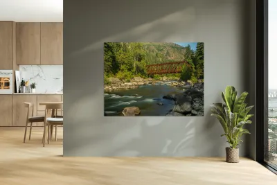 Tumwater Canyon pipeline bridge over Wenatchee River in Washingt Reproduction