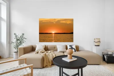 Dramatic sunset clouds over Possession Sound Everett in Washingt Reproduction