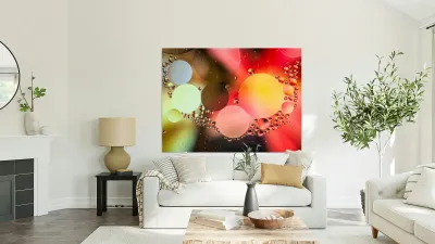 Oil and water reflecting dramatic colors Reproduction