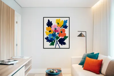Colorblock Bouquet – Bold Abstract Floral Print Reproduction