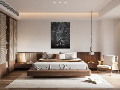 New York City Map Metal Prints Reproduction