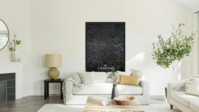 London City Map Metal Print | Architectural Grid Series Reproduction