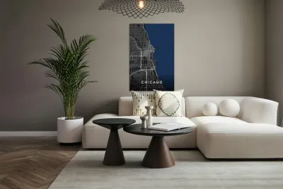 Chicago Minimalist City Map | Dark Edition  Reproduction