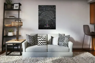 Paris Dark Edition | City Map Art Print Reproduction