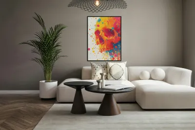 Neon Rebirth – Splatter Skull Canvas Reproduction