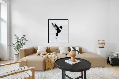 Inkflight – Monochrome Hummingbird Print Reproduction