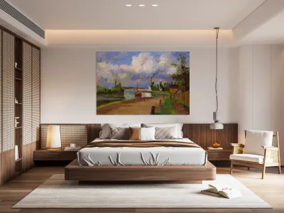 Fishermen on the Banks of the Oise 1876 Camil Reproduction