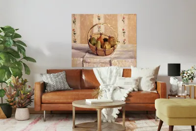 Apples and Pears in a Round Basket 1872 Camil Reproduction