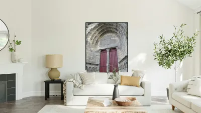 Entrance door. Cathedrale St-Cyr-Sainte Julitte. Nevers. France Reproduction