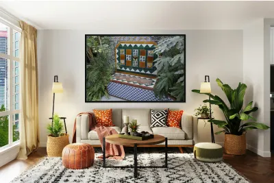 Ceramic tile bench with plants Casa Don Bosco Ronda Málaga Andalusia Spain Reproduction