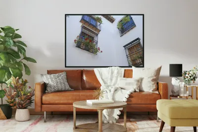 Windows with potted plants  Mondragons Palace Ronda Málaga Andalusia Spain Reproduction