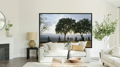 People enjoying the view from the Alameda del Tajo Ronda Málaga Andalusia Spain Reproduction