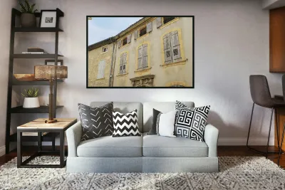 Shuttered windows on an old apartment  building Lourmarin Vaucluse Provence Alpes Côte dAzur France Reproduction
