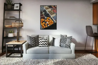 Oranges and avocados at a street market Châtillon sur Loire Centre France Reproduction