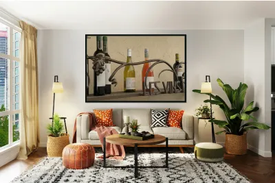 Les Vins Du Luberon store sign with bottled wine Lourmarin Vaucluse Provence Alpes Côte dAzur France Reproduction