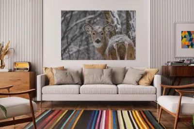 Deer Winter Love Reproduction